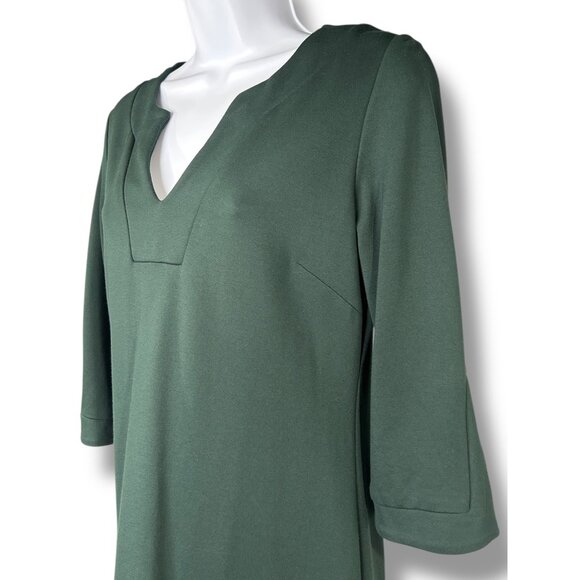 Jude Connally Dark Green Dress Crop Sleeve V neck hunter coastal preppy - Picture 5 of 7
